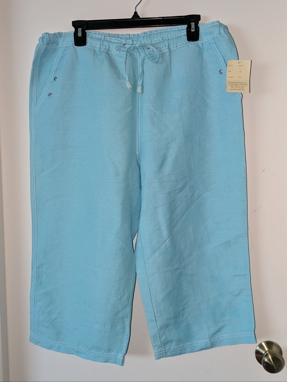 Drawstring Linen Blend Capri Shorts NWT
